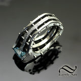 Triple Studded Zircon ring in Sterling Silver