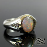 Opal Elegance - Sterling and 14k Signet ring