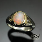 Opal Elegance - Sterling and 14k Signet ring