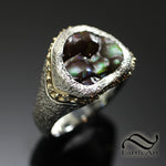 Deer Creek Fire agate in Dimpled Silver and 14k