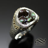 Deer Creek Fire agate in Dimpled Silver and 14k