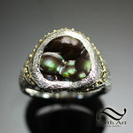 Deer Creek Fire agate in Dimpled Silver and 14k