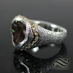 Deer Creek Fire agate in Dimpled Silver and 14k