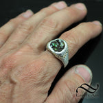 Deer Creek Fire agate in Dimpled Silver and 14k