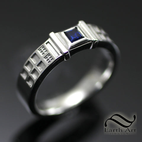 Petite Tardis Ring with Square Sapphire