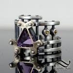 Studded Steampunk Amethyst Ring