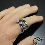 Studded Steampunk Amethyst Ring
