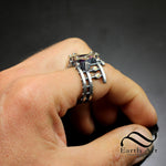 Studded Steampunk Amethyst Ring