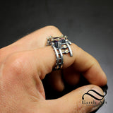 Studded Steampunk Amethyst Ring