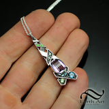 Pixel Cut Amethyst Strappy Pendant