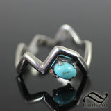 Natural Turquoise Zig Zag Ring in solid Sterling Silver