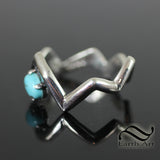 Natural Turquoise Zig Zag Ring in solid Sterling Silver