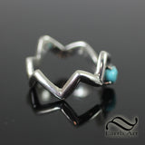 Natural Turquoise Zig Zag Ring in solid Sterling Silver