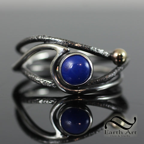 Surf and Sun - Lapis ring in sterling and gold