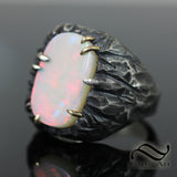 Australian Opal in Rustic Rock Carving Ring