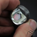 Australian Opal in Rustic Rock Carving Ring