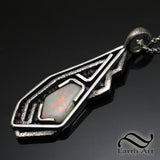 Australian opal and Ruby in Abstract Pendant - Sterling Silver