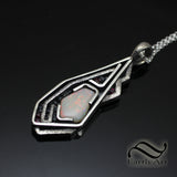 Australian opal and Ruby in Abstract Pendant - Sterling Silver