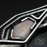 Australian opal and Ruby in Abstract Pendant - Sterling Silver