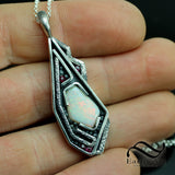 Australian opal and Ruby in Abstract Pendant - Sterling Silver