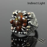 Fire Agate in Rough Signet Ring - Sterling and 14k