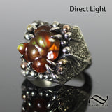 Fire Agate in Rough Signet Ring - Sterling and 14k