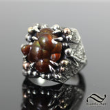 Fire Agate in Rough Signet Ring - Sterling and 14k