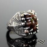 Fire Agate in Rough Signet Ring - Sterling and 14k