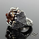 Fire Agate in Rough Signet Ring - Sterling and 14k