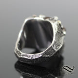 Fire Agate in Rough Signet Ring - Sterling and 14k