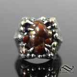 Fire Agate in Rough Signet Ring - Sterling and 14k