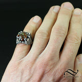 Fire Agate in Rough Signet Ring - Sterling and 14k