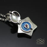 Tiny Moon Star Locket in Sterling Silver