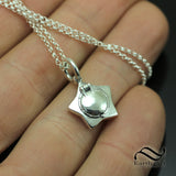 Tiny Moon Star Locket in Sterling Silver