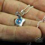 Tiny Moon Star Locket in Sterling Silver