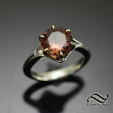 Sunstone Solitaire in silver and 14k