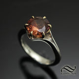 Sunstone Solitaire in silver and 14k