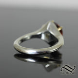 Sunstone Solitaire in silver and 14k
