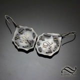 Jade Lattice Earrings - Sterling and 10k