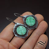 Jade Lattice Earrings - Sterling and 10k
