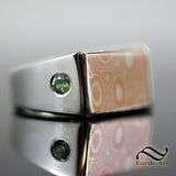 Mokume Gane Signet Ring with Demantoid garnet