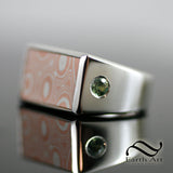 Mokume Gane Signet Ring with Demantoid garnet