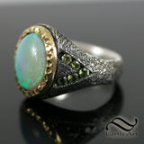Rugged Opal Signet ring in 18k and Sterling