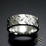 Diamond Plate Band - Mens ring in 14k gold or sterling silver