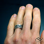 Guitar Band - Mens ring in 14k gold or sterling silver