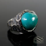 Rocky Turquoise Signet Ring - Sterling Silver