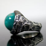 Rocky Turquoise Signet Ring - Sterling Silver