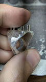 Fire Agate in Rough Signet Ring - Sterling and 14k