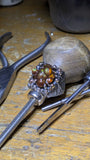 Fire Agate in Rough Signet Ring - Sterling and 14k
