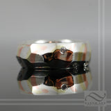 Hand Forged Mixed Metal Faceted Ring with Diamonds
